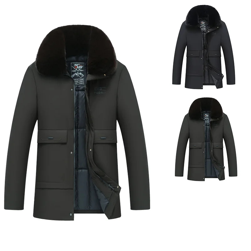 2024 Winter Men's Coat New Style Thickened Keep Warm  Fur Collar Coat High Quality Outdoor Windbreaker Stand Collar Men's Jacket