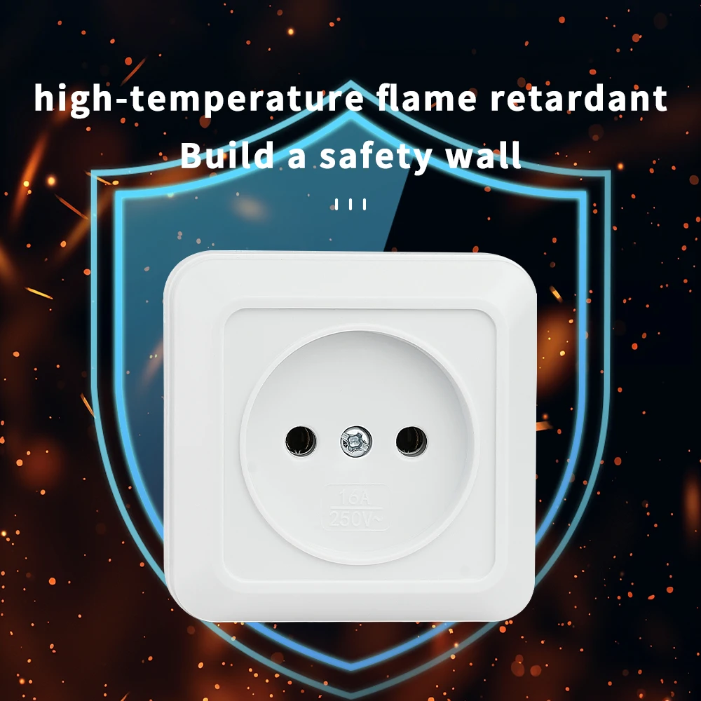 EU Standard Plugs Socket Flame Retardant Electrical Outlets Paint Plastic Not Ground Wall Mounted 250V Surface