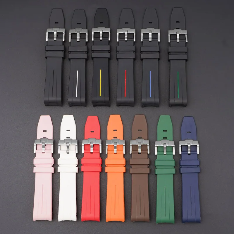 20mm Curved End Waterproof Rubber Sports Watch Strap
