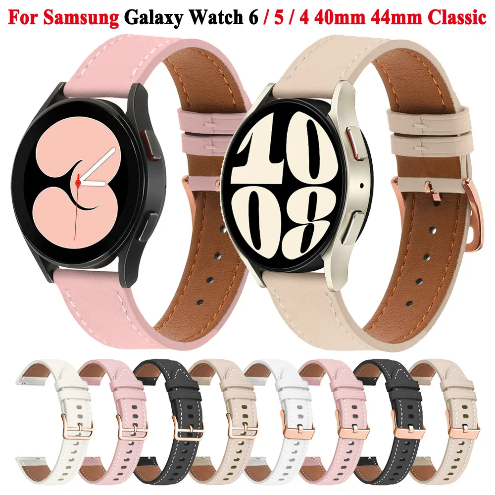 

Ремешок кожаный для Samsung Galaxy Watch 6 5 4 40 мм 44 мм, классический браслет для смарт-часов Galaxy Watch 5 Pro 6, 20 мм