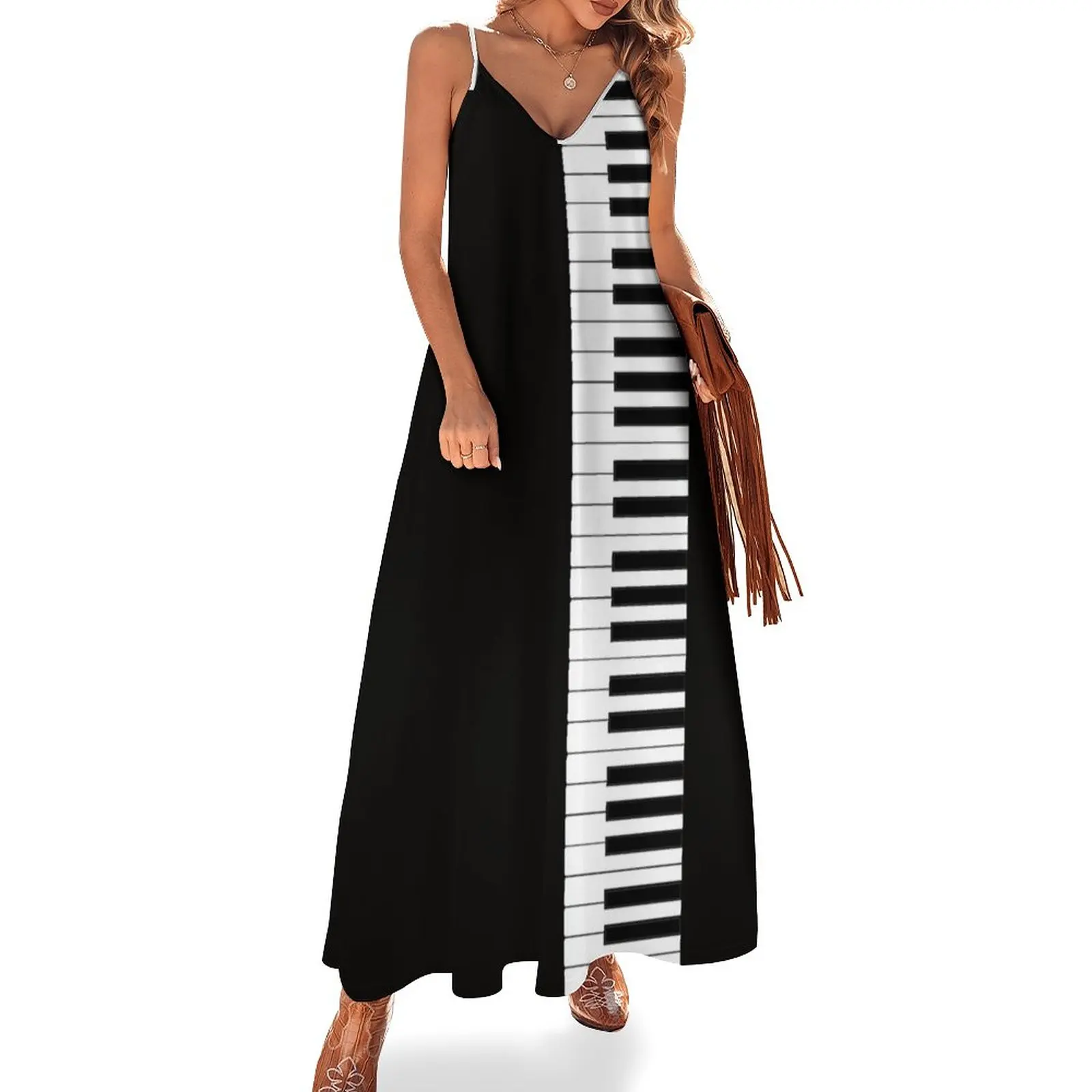 

Piano Keyboard Sleeveless Dress Women's evening dress women's evening dresses Long dresses