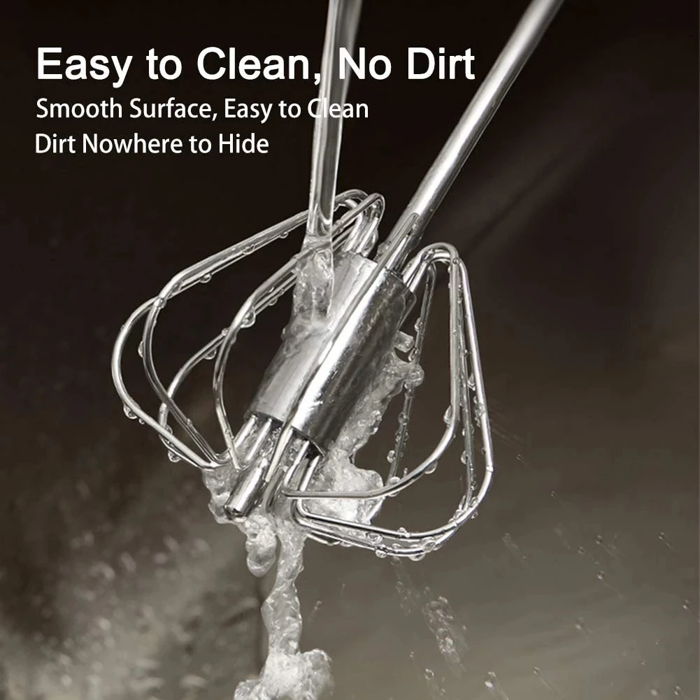 30cm Semi-automatic Mixer Egg Beater Manual Self Turning 304 Stainless Steel Whisk Hand Blender Egg Cream Stirring Kitchen Tools Egg Beater