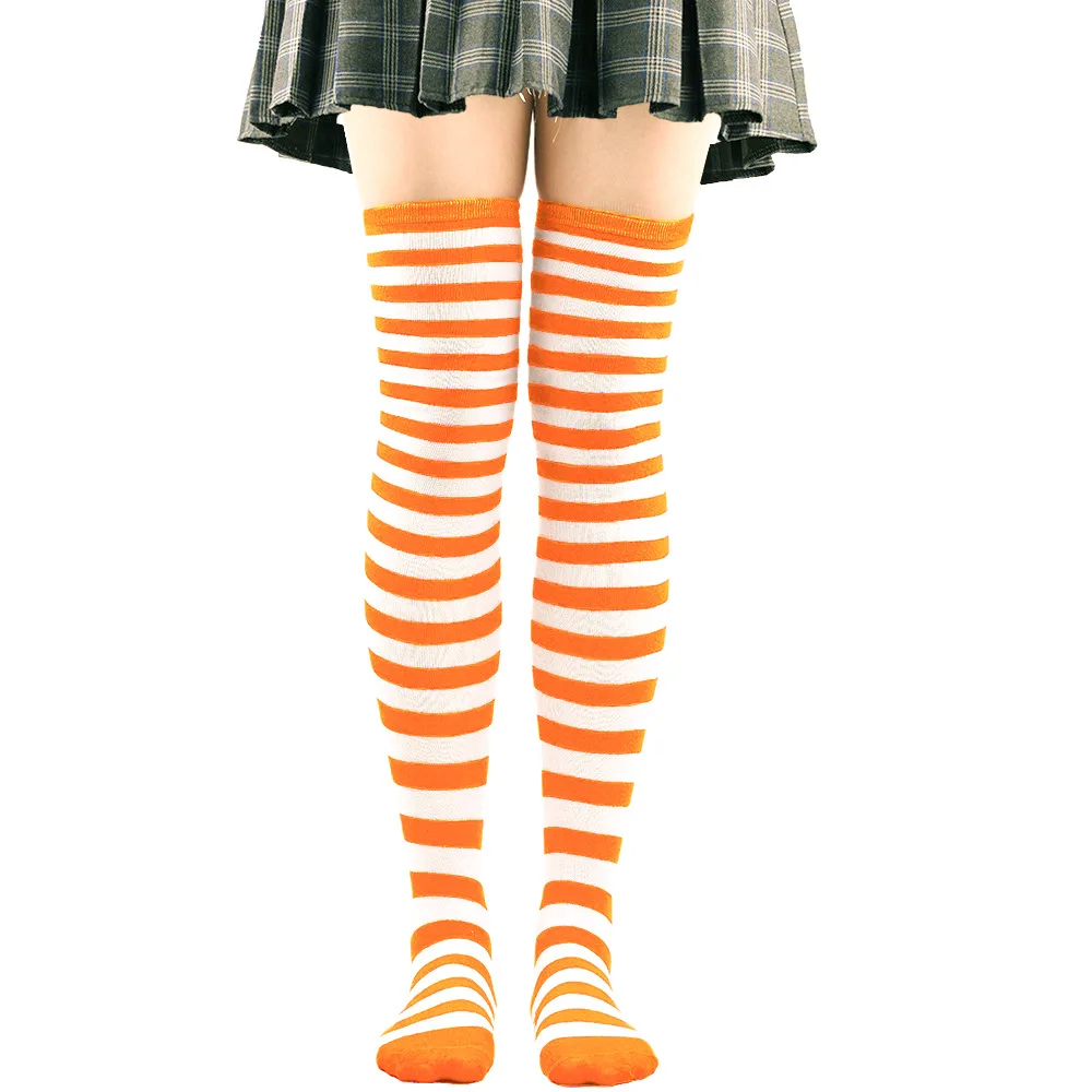Gestreifte lange Socken für Damen, über dem Knie, hohe Strümpfe, Weihnachten, Halloween, Cosplay, Anime, Performance, Party, Nadelstreifen-Socken, Geschenke, Neu – Detail 30