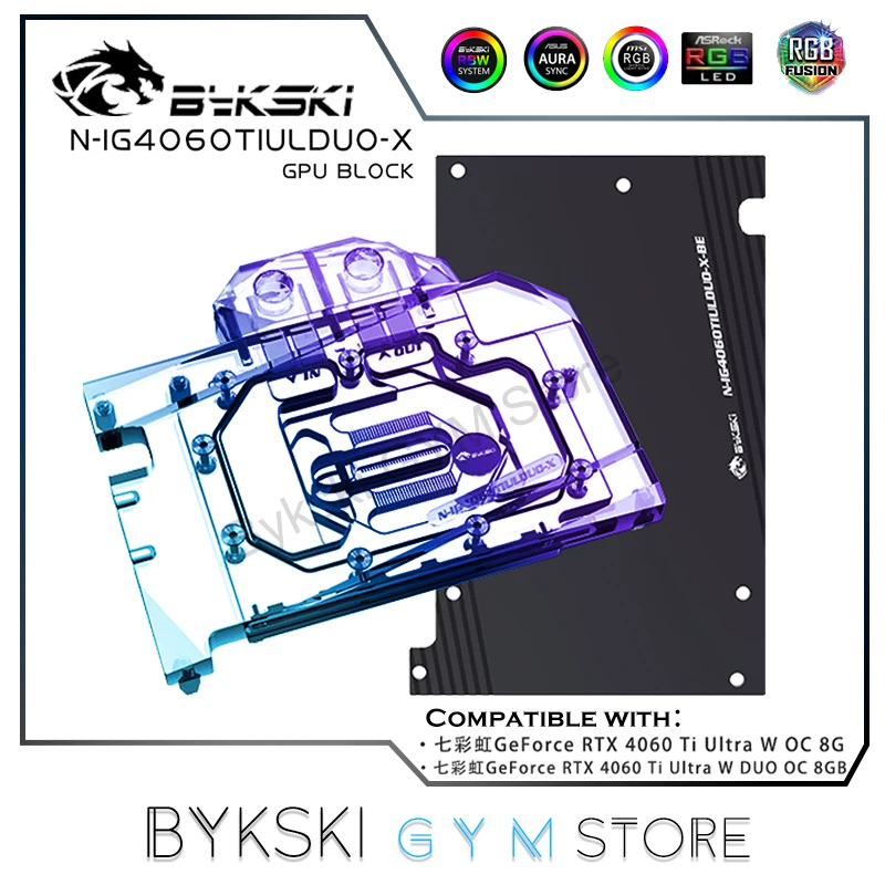 Bykski Rtx 4060Ti Watercooler Gpu Water Block Per Colorato Rtx4060 Ti Ultra Radiatore 5V/12V Rrgb Sync N-Ig4060Tiulduo-X
