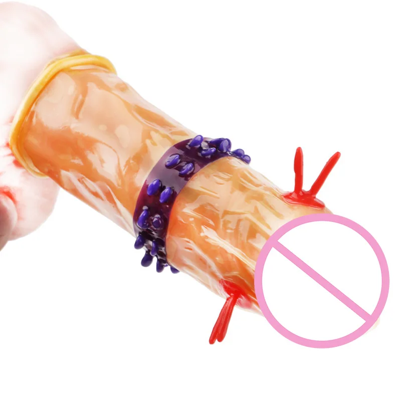 Extra Sensitive Condoms 6PCS Ribbed Dotted Spikes Penis Sleeve G Point Vaginal Stimulated Sex Toys Large Particles Sex Products 2