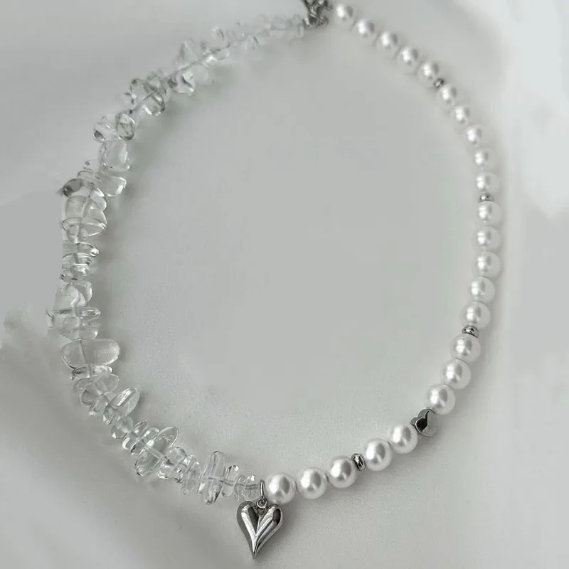 Irregular Choker Vintage Zircon Heart Pend..
