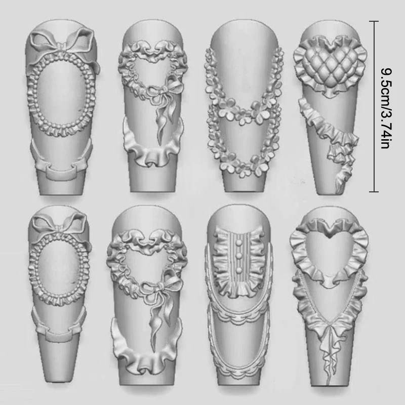 1Pcs 활 리본 실리콘 네일 몰드 꽃 네일 장식 손톱 DIY 디자인 입체 스탬핑 매니큐어 도구