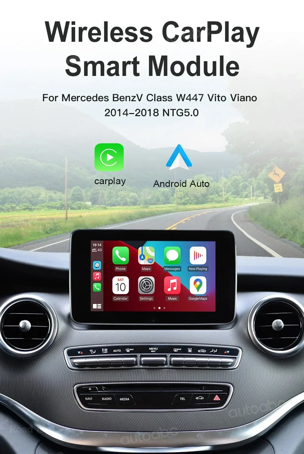 Drahtloses CarPlay für Mercedes Benz V-Klasse W447 2014–2018 Vito Viano NTG5.0 Android Auto Mirror Link AirPlay Car Play-Funktionen – Detail 1