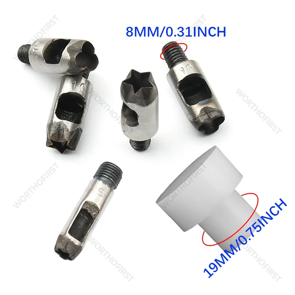 Leather Punches M8 Thread 5/6/8/10mm Star Shaped Punching for Hand Press Special-shaped Leathercraft Belt Cut Sewing Accessories