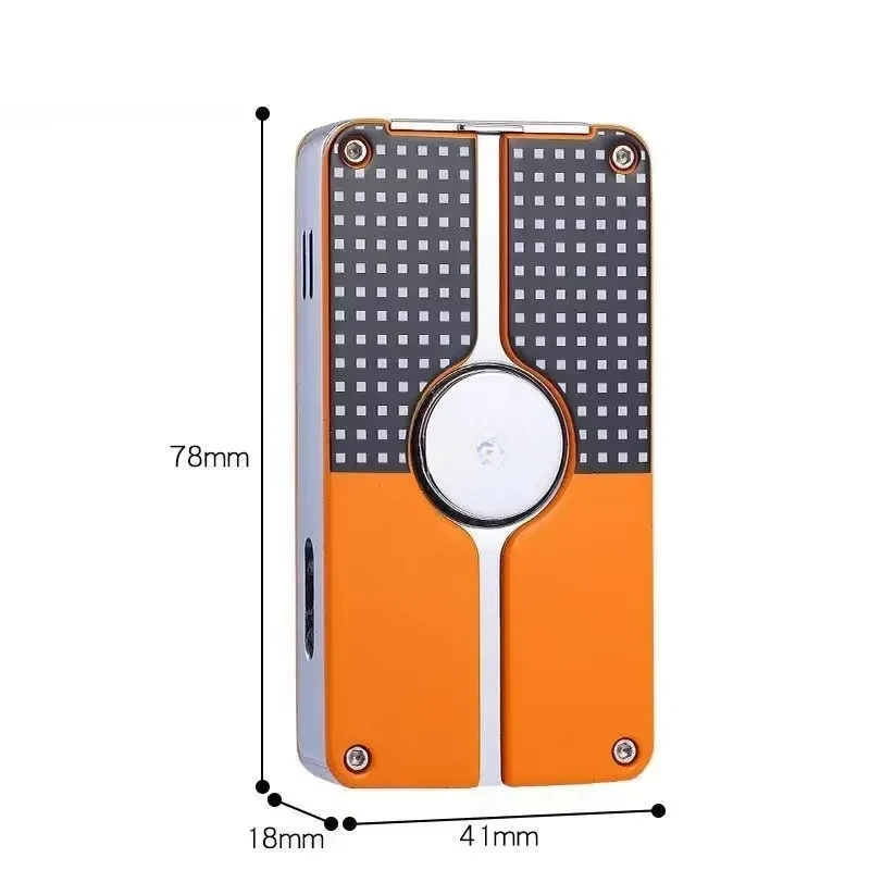Windproof Metal Lighter, Three Flame Blue Flame Direct Jet Butane Flashlight Portable Cigar Punch Texture Small Gift 6