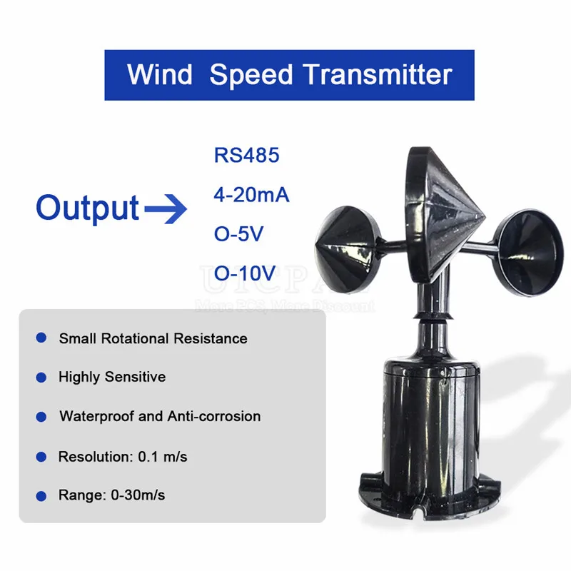 30m/s Digital Anemometer Outdoor 3 Cup Sensor