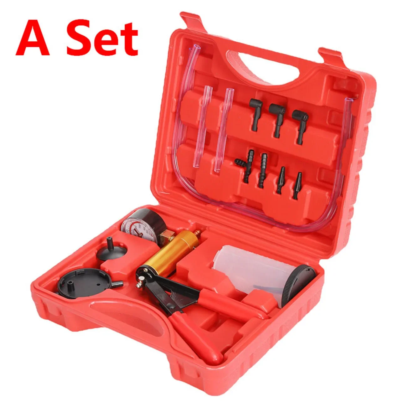 2 in 1 manuelle Vakuum druckpumpe Brems flüssigkeits entleerung ssatz Vakuumpistolen-Pumpen tester Kit tragbares, langlebiges Aluminium-Vakuum meter