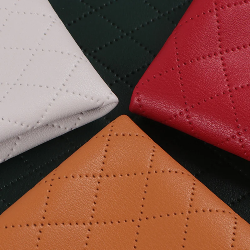 91x132cm Plaids Embossed Faux PU Leather Fabric Grids Checks Pattern Synthetic Leather Fabrics Sheets for DIY Creative Clothing