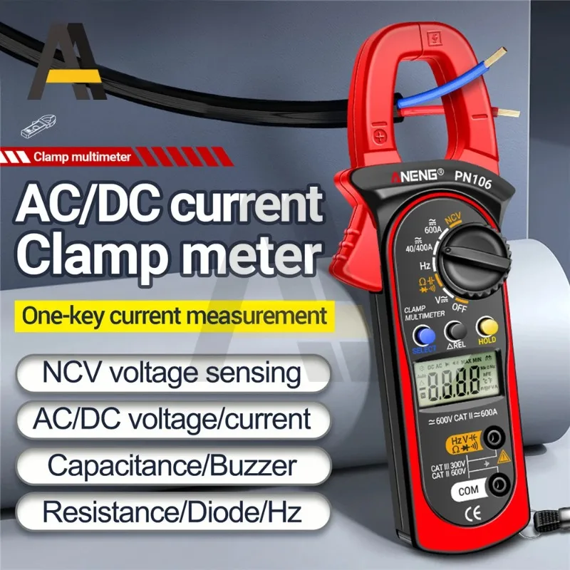 ANENG PN106 600A 클램프 미터 디지털 멀티미터 AC/DC 전류 전압 테스터 NCV True RMS 4000 카운트 전기 기술자용 도구