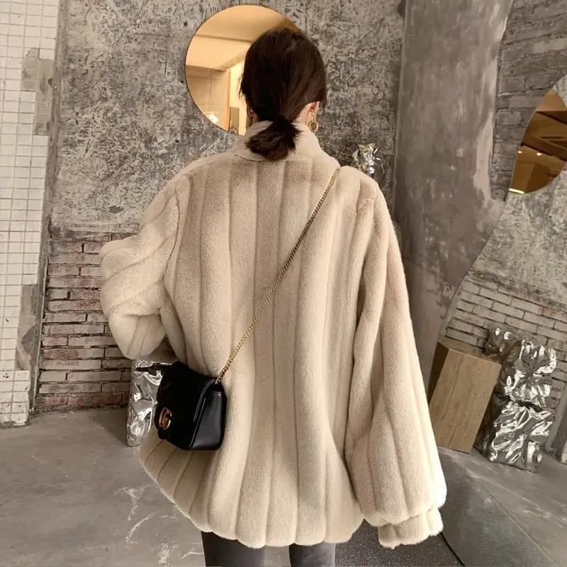 Winter Teddy Jacket Fur Coat for Women Warm Fuzzy Fleece Fur Collar Faux Fur Coat 2023 Winter Clothes Lamb Wool Jackets Khaki