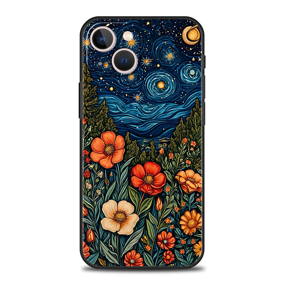Elegant Abstract Flower House Shockproof Silicone Phone Case Cover