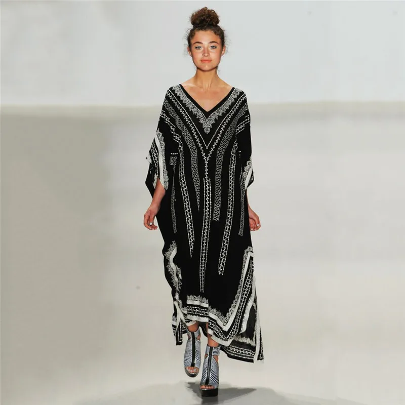Black Beach Cover Up Plus Size Robe Kaftans Sarong Bathing Suit Cover Ups Beach Pareos Bikini Cover Up Womens Beachwear Tunic