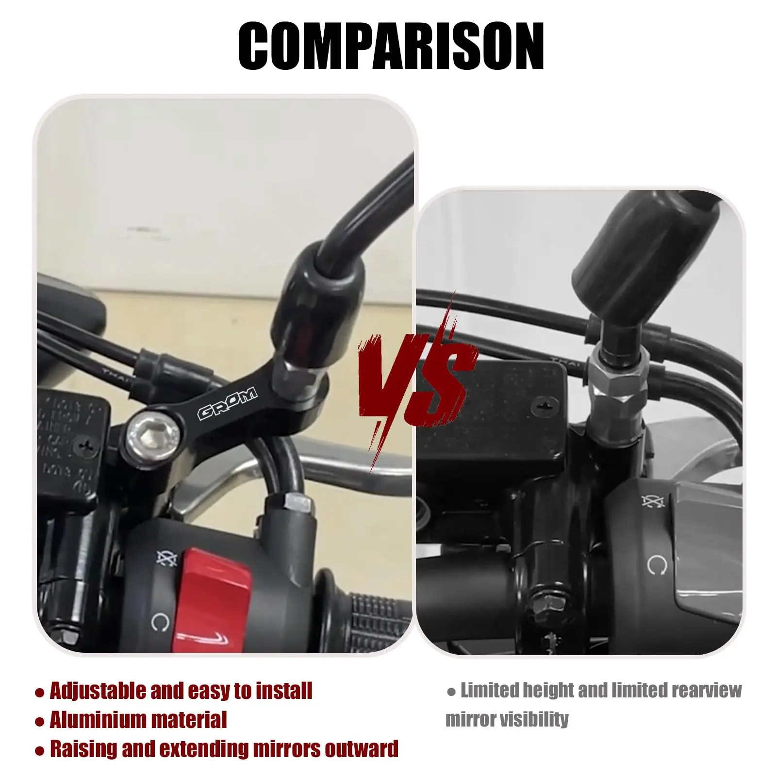 혼다 그롬 MSX125 2025 그롬 125 MSX 125 2013-2024 오토바이 백미러 마운트 라이저 익스텐더 어댑터 미러 브래킷