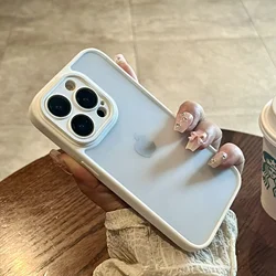 Luxury Shockproof Matte Bumper Phone Case with Transparent Design - iPhone 13 Pro Max (Beige)