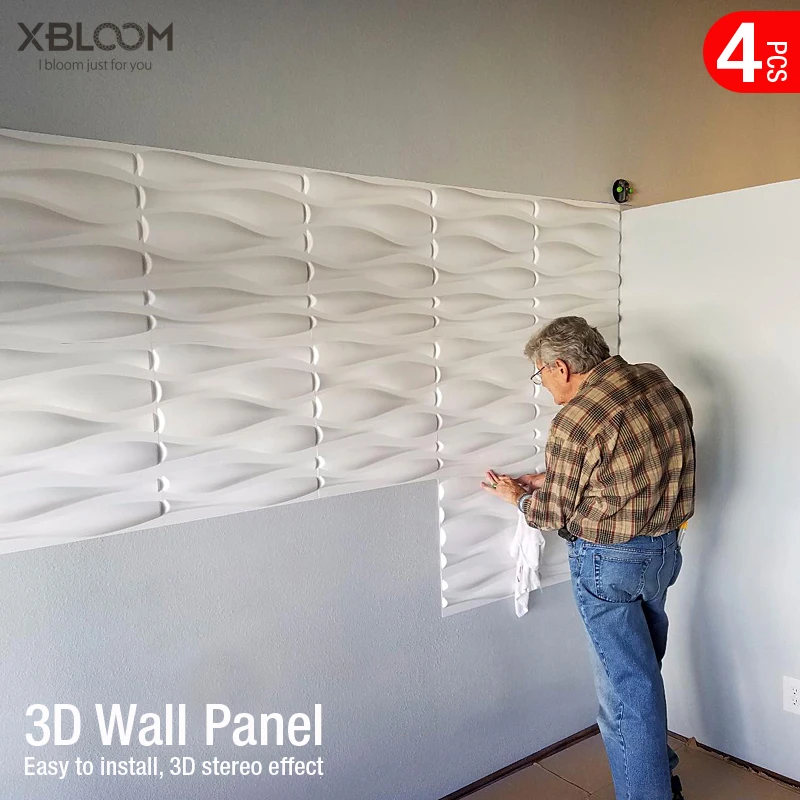JOLOV 50 x 50 cm Pannello da parete 3D, 12 Pezzi Adesivi da Muro
