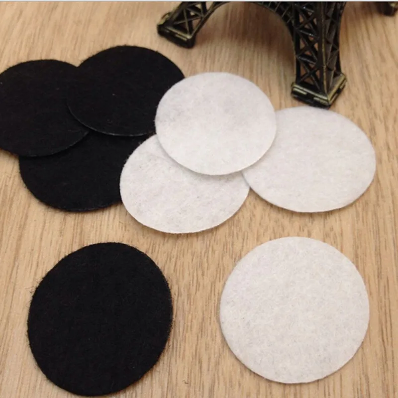 100PCS 25/30/40mm white and black round felt cloth pad patch scrapbook DIY handmade accessories round felt cloth decoration