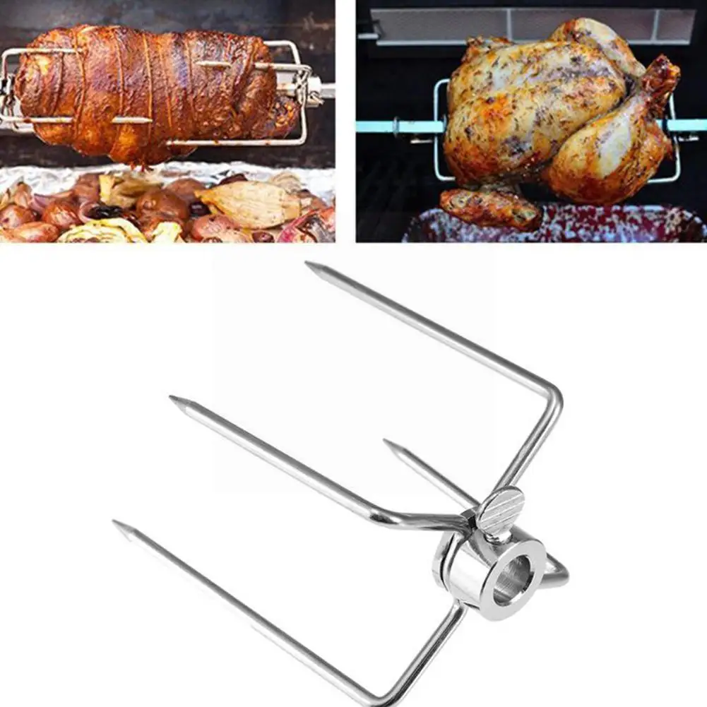 2pcs Bbq Rotisserie Forks Portable Steel Spit Bbq Forks Fork Bbq