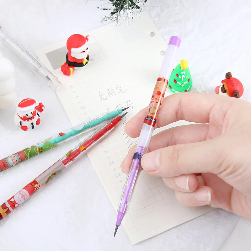 30Pcs/Lot Kawaii Christmas Pencil Pen School Student Building Block Pencil Removable Multifunctional Free Sharpening Cute Pencil