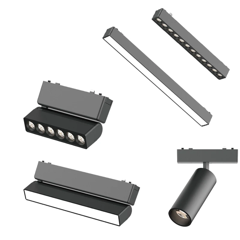 6MM Ultra Slim Magnetic Track Light Surface Mounted Ceiling Rail DC48V Modern LED Lamp Black White Magnet Rail Lamp Spotlight 4
