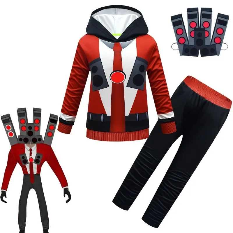 

Hot skibidi toilet costume audio camera man sweatshirt speakerman Titan model Cos clothes kids Christmas Halloween birthday gift