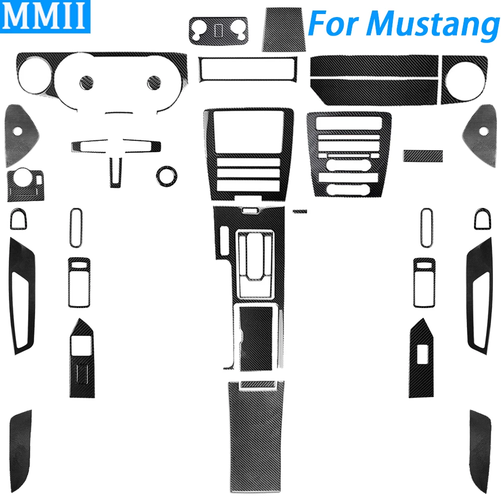 Für Ford Mustang 2009-2014 Carbon Fiber Getriebe Shift Dashboard Air Outlet Fenster Lift Lenkrad Anzug Auto Innen Aufkleber