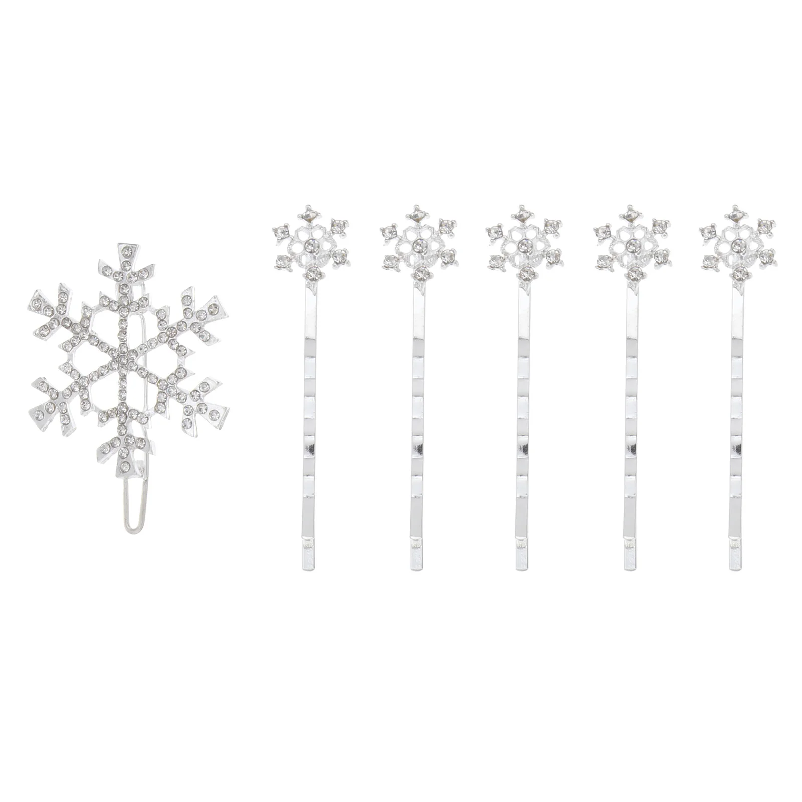 

6 Pieces Christmas Snowflake Hair Rhinestone Snowflake Hair Clips Alloy Bobby Winter Hair Barrettes for