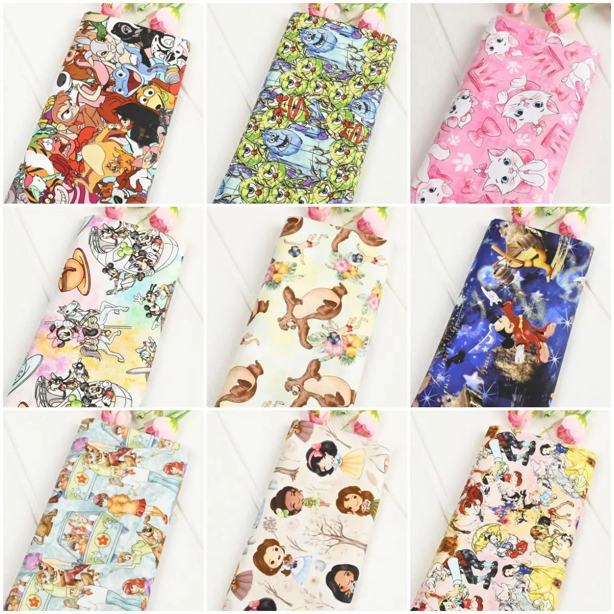 Width 1.1Meter Disney Marie Mickey Princess Cotton Patchwork Fabric For