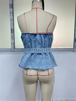 Fashion Off Shoulder Denim Tank Top Summer Clothing Women 2025 Sleeveless Strapless Hotsweet Jean Crop Top Streetwear Denim Tops 6
