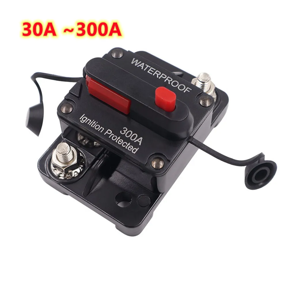 Auto yacht RV Circuit Breaker 30A-300A 12-48V automatic recoverable Fuse Reset Holder Protector