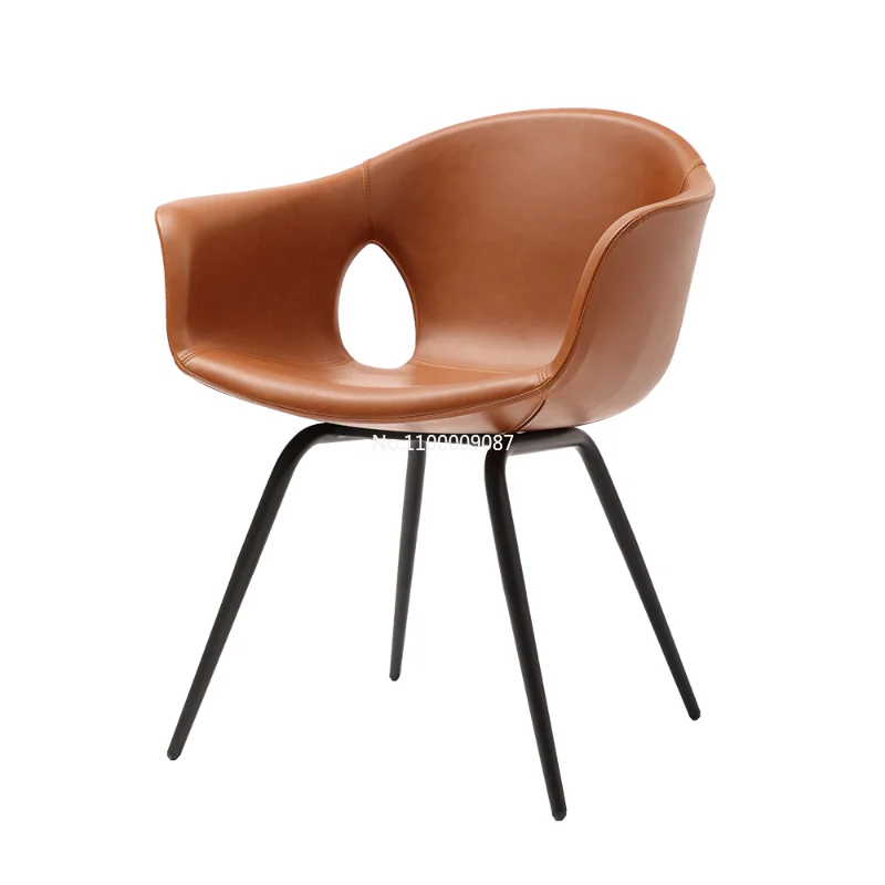 

Italian light luxury dining chair home Nordic chair minimalist back chair leather modern minimalist designer leisure chair
