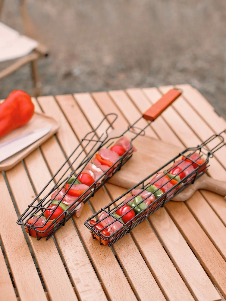Camping barbecue BBQ Grilling Basket Charcoal grill Outdoors Grill tools Portable Nonstick Roasting meat accessories picnic