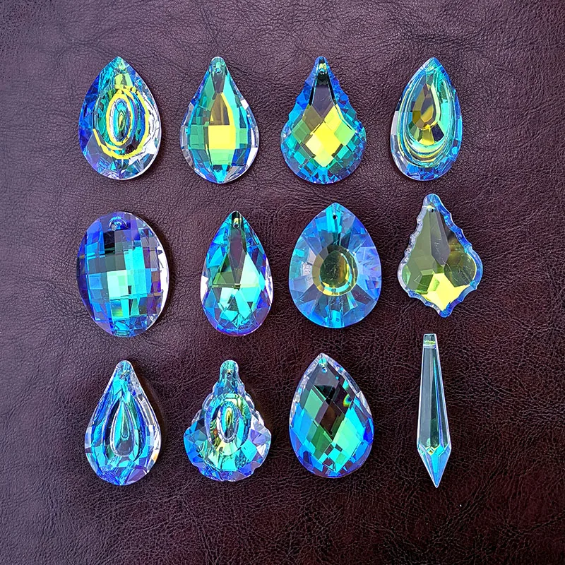 

12pcs Crystal Prism Suncatcher Chandelier Parts AB-Color Hanging Pendant Window Home Wedding Decoration Ornament DIY Accessories