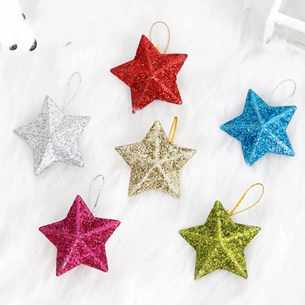 

Five-pointed Star Pendant Shimmering 3d Star Shape Christmas Pendant Set Glittery Tree Ornaments for Diy Crafts Party