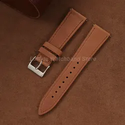 Men's Vintage Crazy Horse Leather Watch Strap with Quick Release - Retro Casual Replacement Wristband - 22mm (Light Brown)
