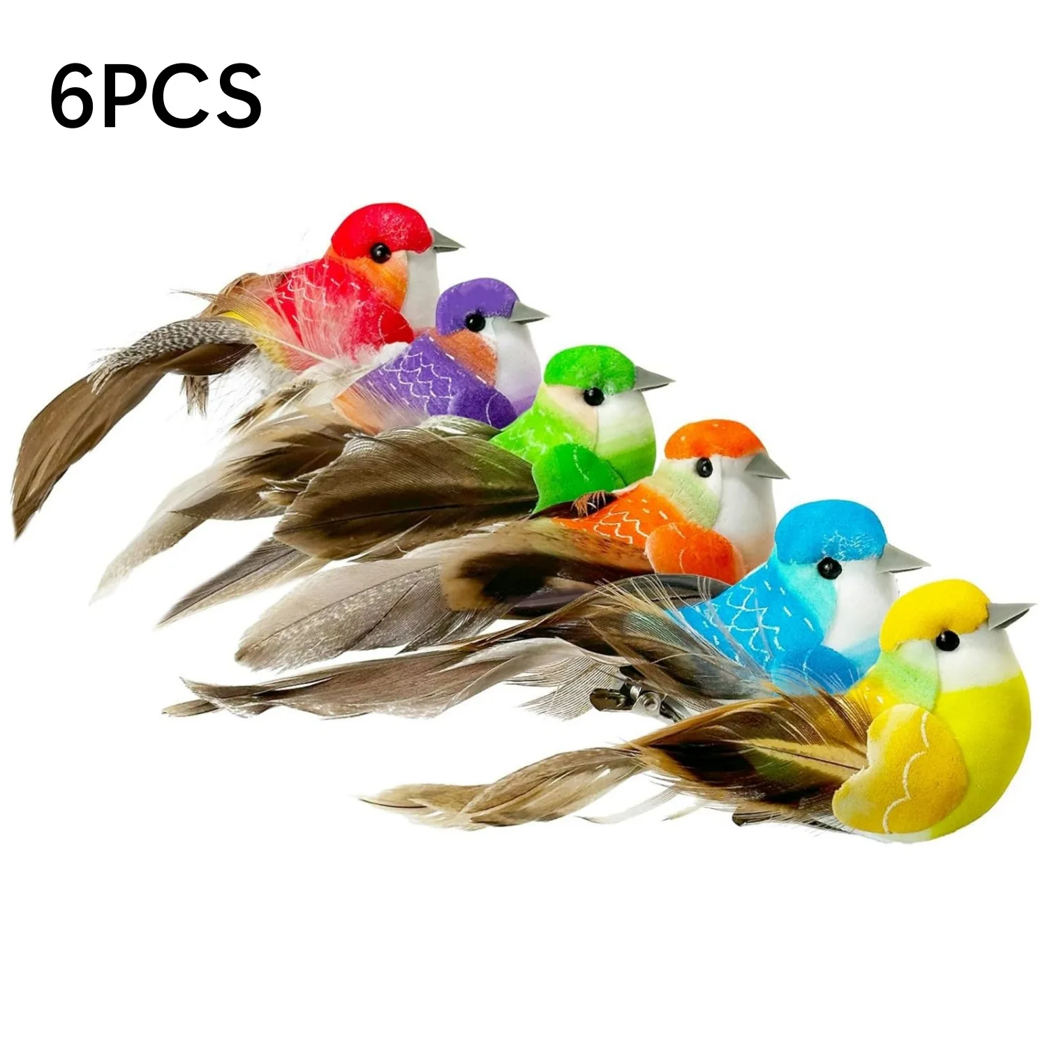6 Stück künstliche Vögel aus Schaumstoff, Feder-Vogel-Ornament für Vogelhaus, Basteln, Weihnachtsbaum-Dekoration, Geburtstagsparty-Geschenk, Vogelmodell