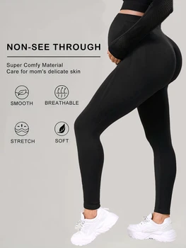 Women's Maternity Leggings with Pockets Over The Belly,Pregnancy Yoga Pants Activewear Workout Leggings