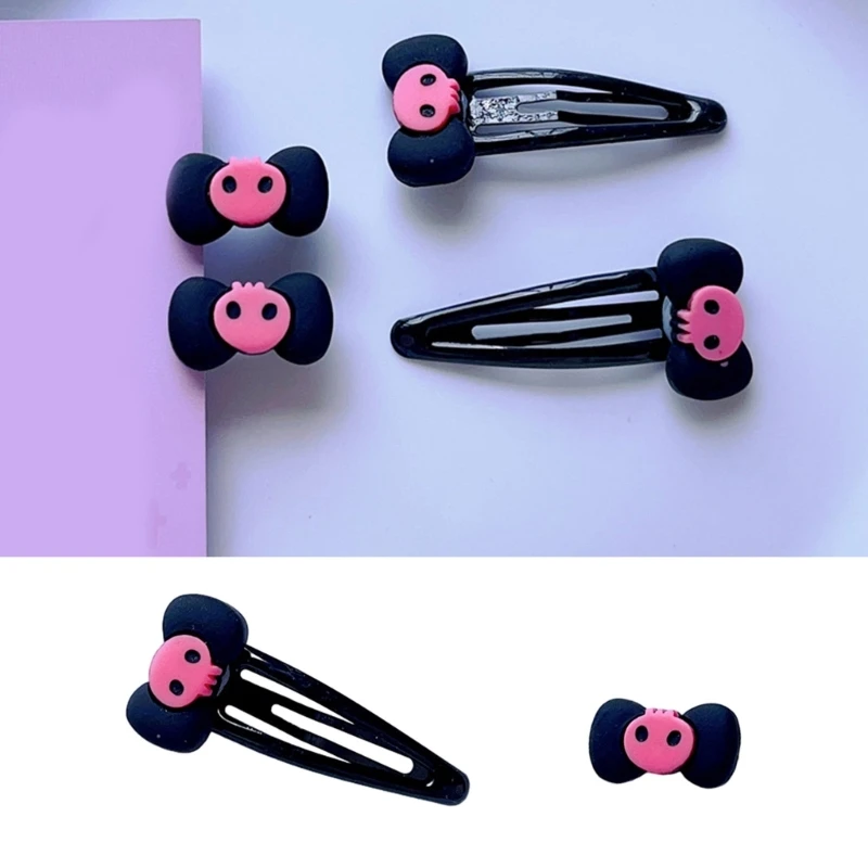 

Y2k 90s Aesthetic Duckbill/ Snap Bowknot Skull Hairpin for Woman Snap Hair Clip