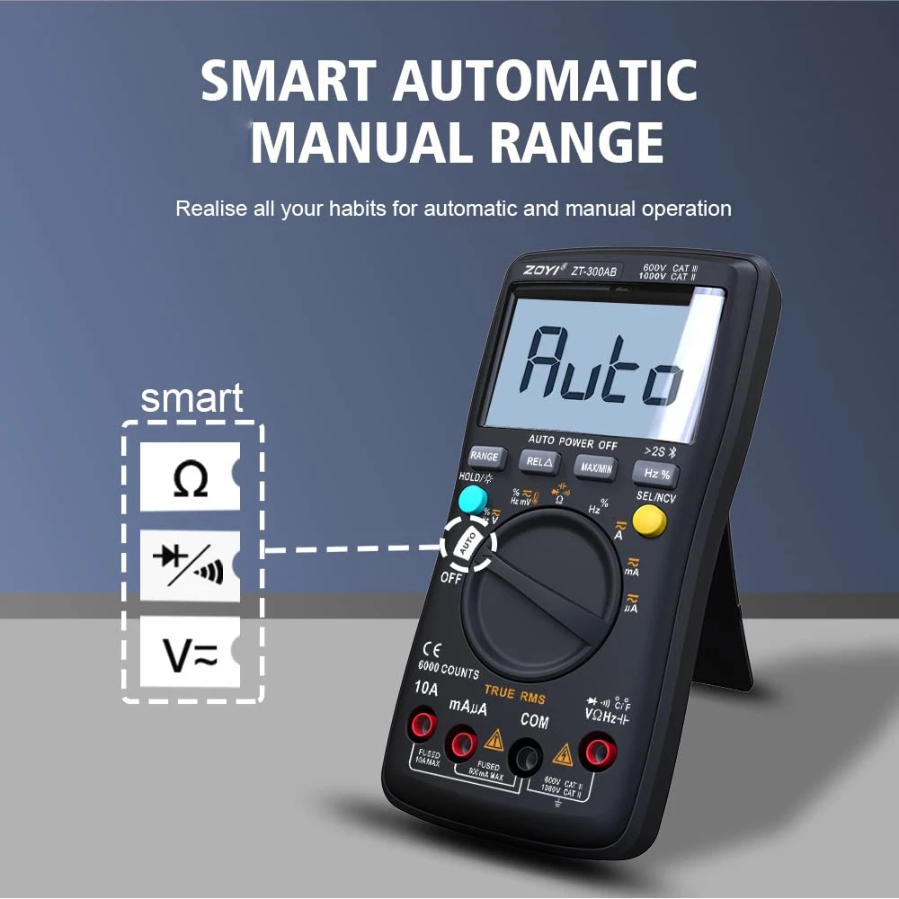 ZT300AB Smart Digital Multimeter 6000 Counts Auto/Manual AC/DC Voltage Current Meter digital multimeter