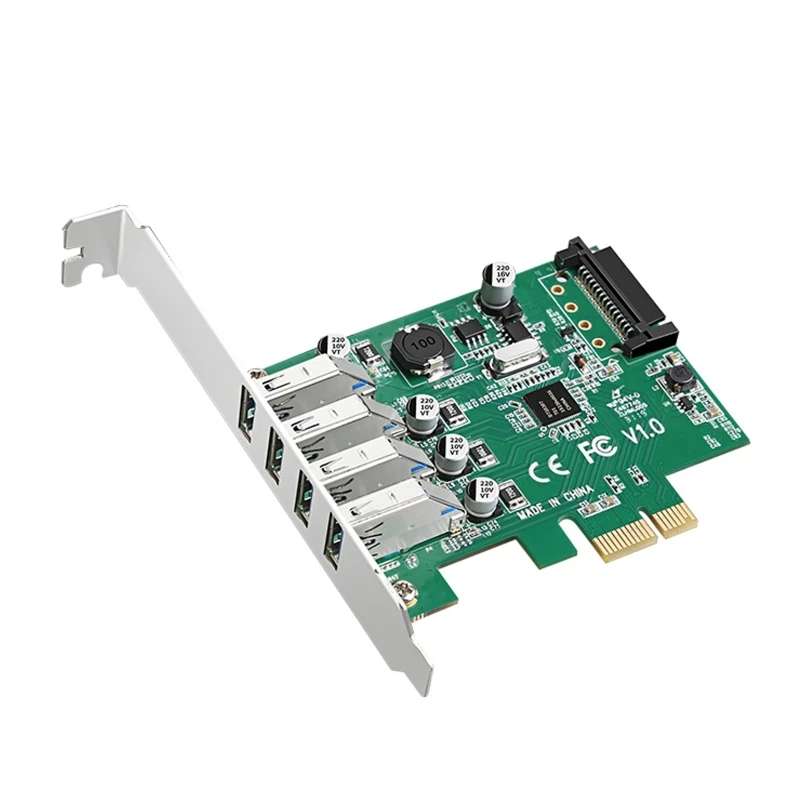 

Плата расширения PCIE на USB 3,0, Sata источник питания, 4-портовый удлинитель USB, импортный чип NEC 5 Гбит/с для игровых контроллеров настольных ПК