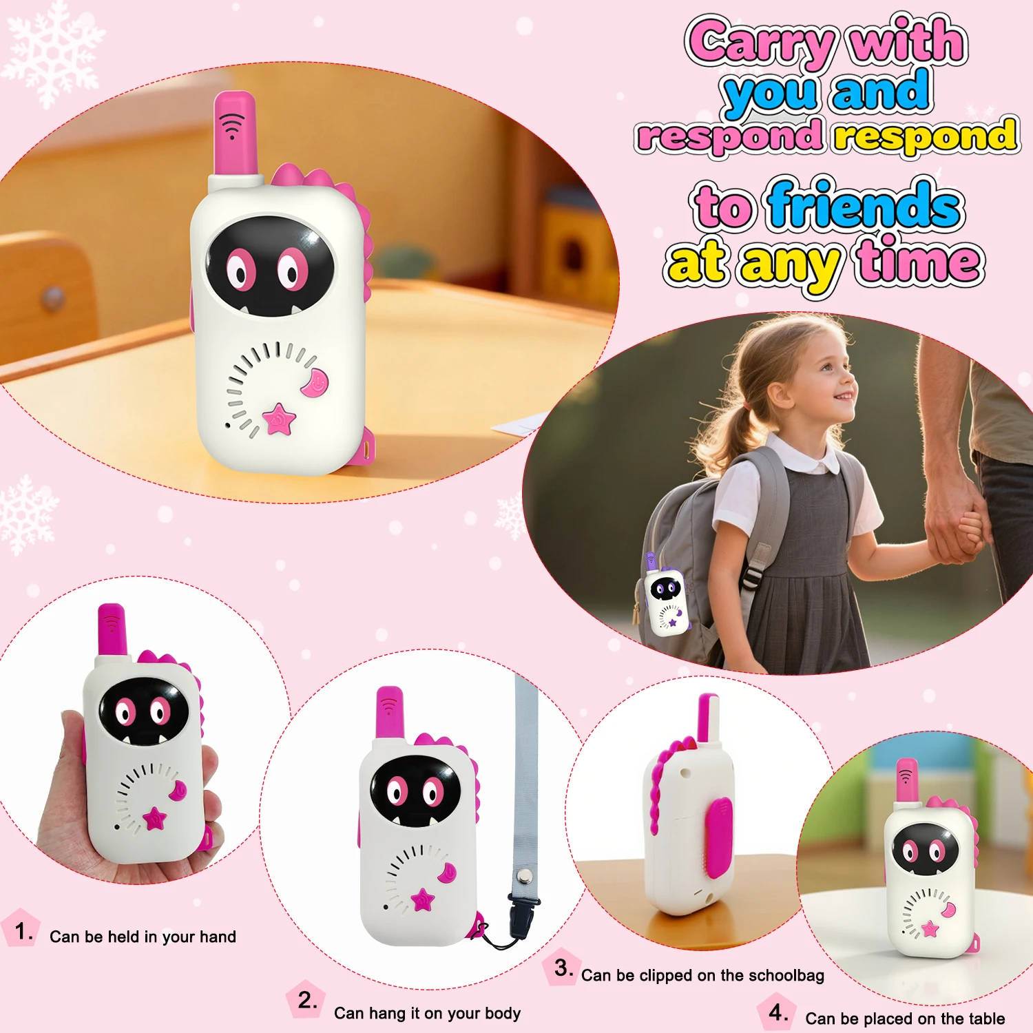 2pcs Mini Walkie Talkie Kids Children Long Distance Wireless Transmission Outdoor Handheld Two Way Radio for Boys Girls Gift