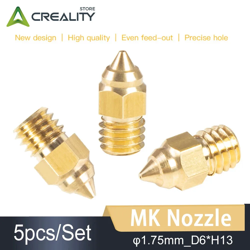 

Creality 5Pcs/Set 0.2/0.4/0.6/0.8/1.0mm Hotend Extruder Brass Nozzles for CR-6 SE/Ender-3 Series/Ender 5 Series Printer