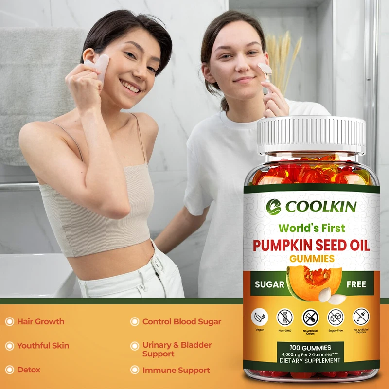 Sugar-Free Pumpkin Seed Oil Gummies (4,000 Mg/serving) Support Hair Growth, Prostate Health, Immune and Urinary Tract Support