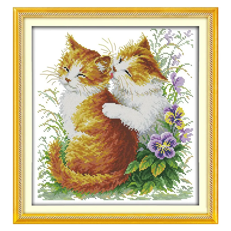 Kinds of Cats DMC DIY Cross Stitch Set Needlework Embroidery Cross-Stitch Kit Handwork Fabric 14CT & 11CT Chineses Patterns Kits