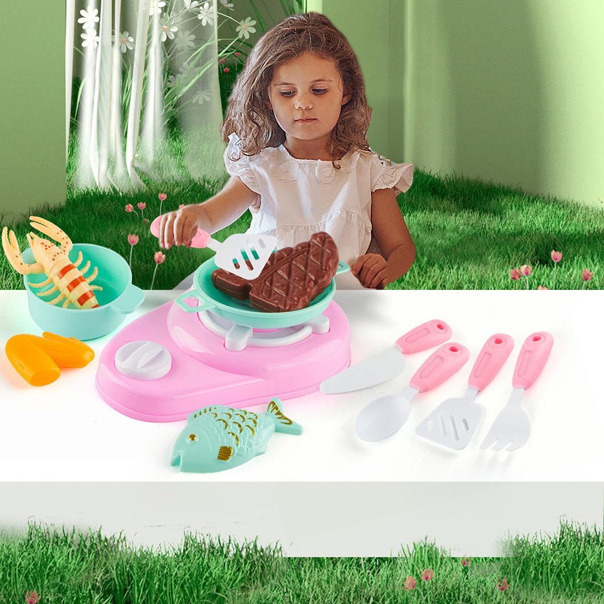16pcs Cooking Toy Set Play House Kitchen Toy Pretend Pre-school Play Chef Kits