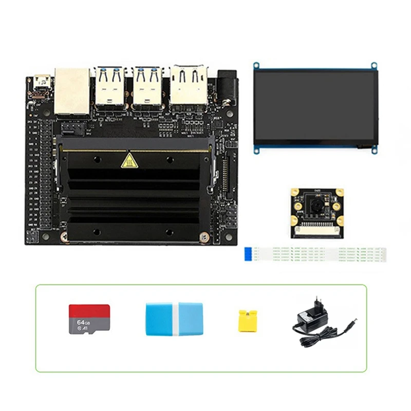 

Для разработчика ИИ Jetson Nano B01 4 Гб + 7-дюймовый дисплей + камера + SD-карта 64 ГБ + кардридер + Джампер + Мощность